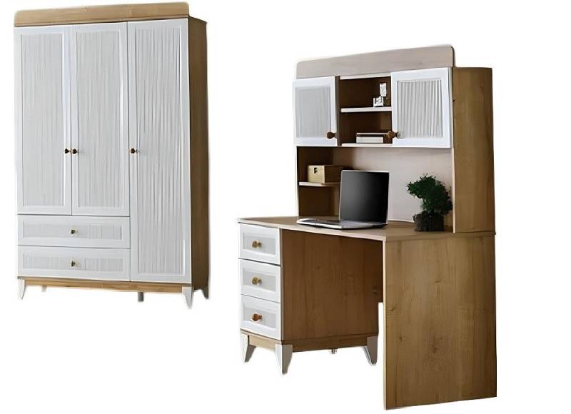 Xlmoebel Schlafzimmer-Set Zweiteiliges Schlaf- und Arbeitszimmermöbel-Set für Kinder, (2-tlg., Schreibtisch + Kleiderschrank), Hergestellt in Europa von Xlmoebel