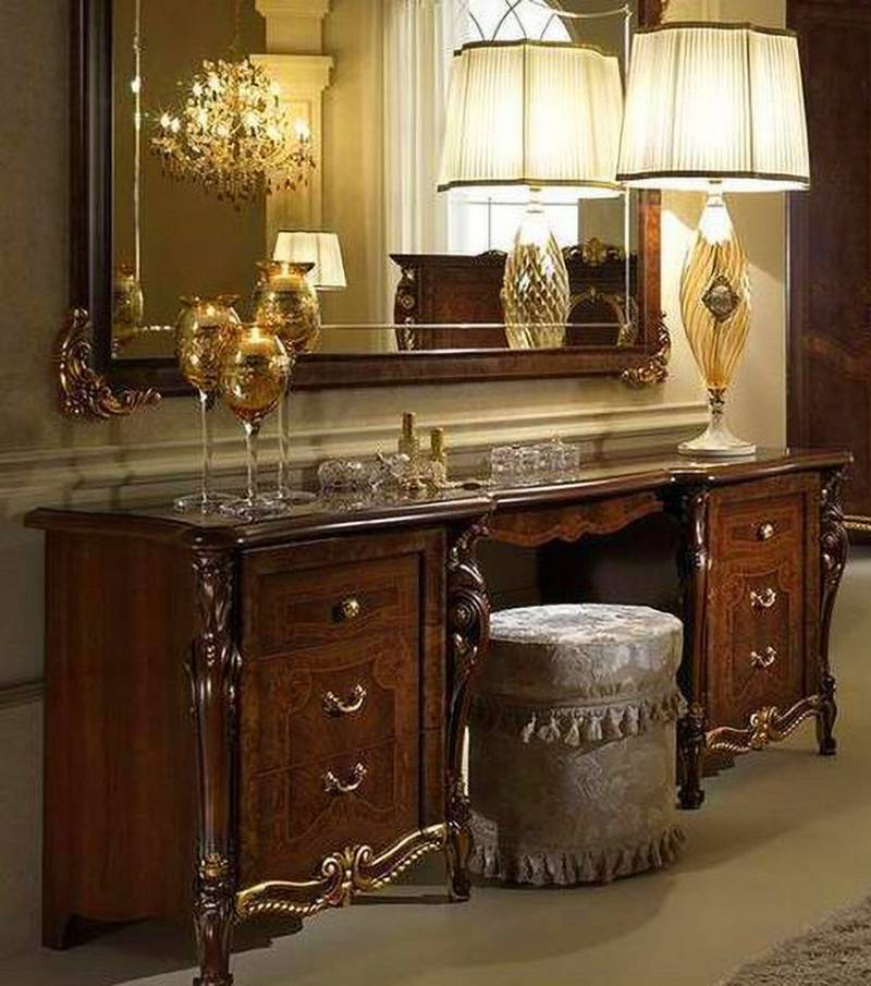 Xlmoebel Schminktisch Elegante Klasse Makeup-Tisch Schlafzimmer Kommode Italienische Möbel (Schminktisch), Hergestellt in Europa von Xlmoebel