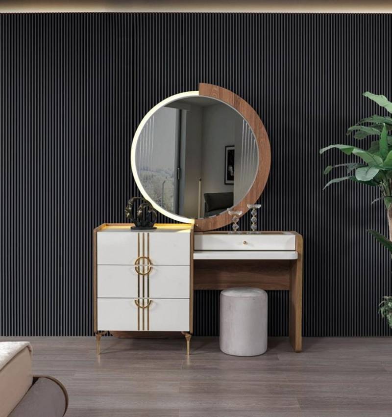 Xlmoebel Schminktisch Eleganter Kosmetiktisch mit Spiegelschrank und Anrichte 2-teilig - (Schminktisch mit Spiegel), Hergestellt in Europa von Xlmoebel