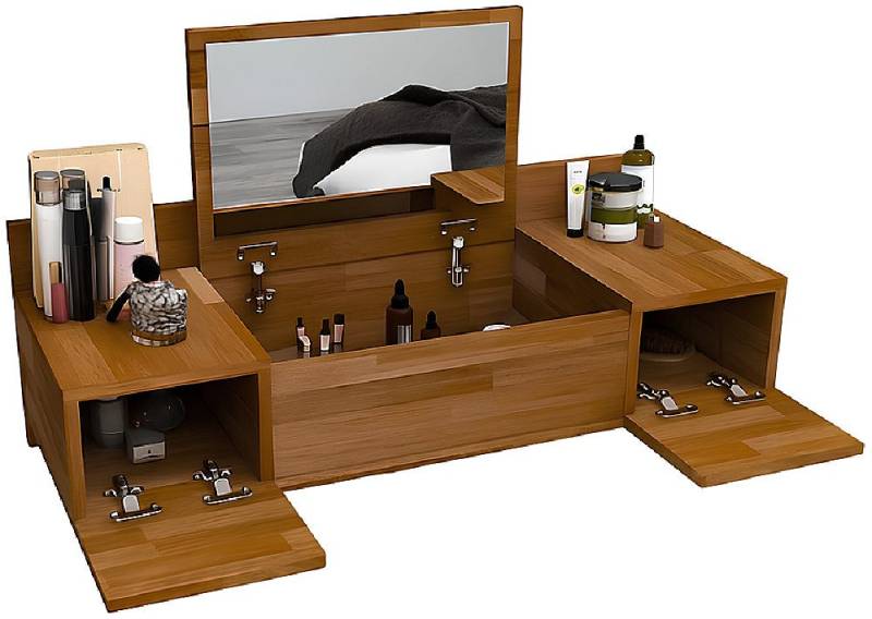 Xlmoebel Schminktisch Hochwertiger Braun Kosmetiktisch mit Spiegel, zeitgemäße Konsole (Schminktisch), Hergestellt in Europa von Xlmoebel