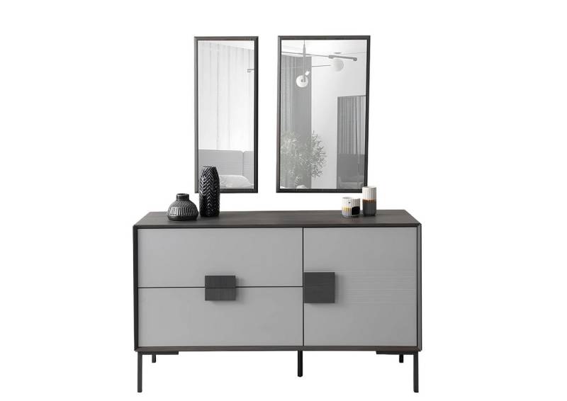 Xlmoebel Schminktisch Luxuriöser grauer Schminktisch mit zwei Spiegeln für modernes (3-St., 3tlg.Schlafzimmer Set(Schminktisch + 2x Spiegel), Hergestellt in Europa von Xlmoebel