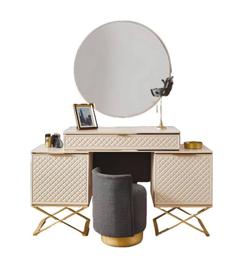 Xlmoebel Schminktisch Modernes Beige Möbel-Set für das Schlafzimmer mit stilvollem (2-St., 2tlg.Schlafzimmer Set (Schminktisch+Spiegel) ohne Hocker), Hergestellt in Europa von Xlmoebel