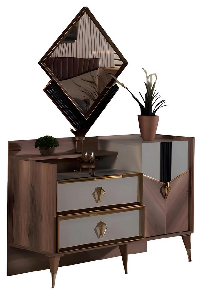 Xlmoebel Schminktisch Schlafzimmer Komplett-Set mit Schminktisch und Spiegel in Braun, (2tlg. Schlafzimmer Set (Schminktisch + Spiegel), Hergestellt in Europa von Xlmoebel
