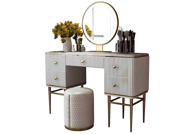 Xlmoebel Schminktisch Vanity Spiegel Sitzbank Set Kommode Schlafzimmer Neu 2-teilig Konsole (2-St., Schminktisch + Hocker), Hergestellt in Europa von Xlmoebel