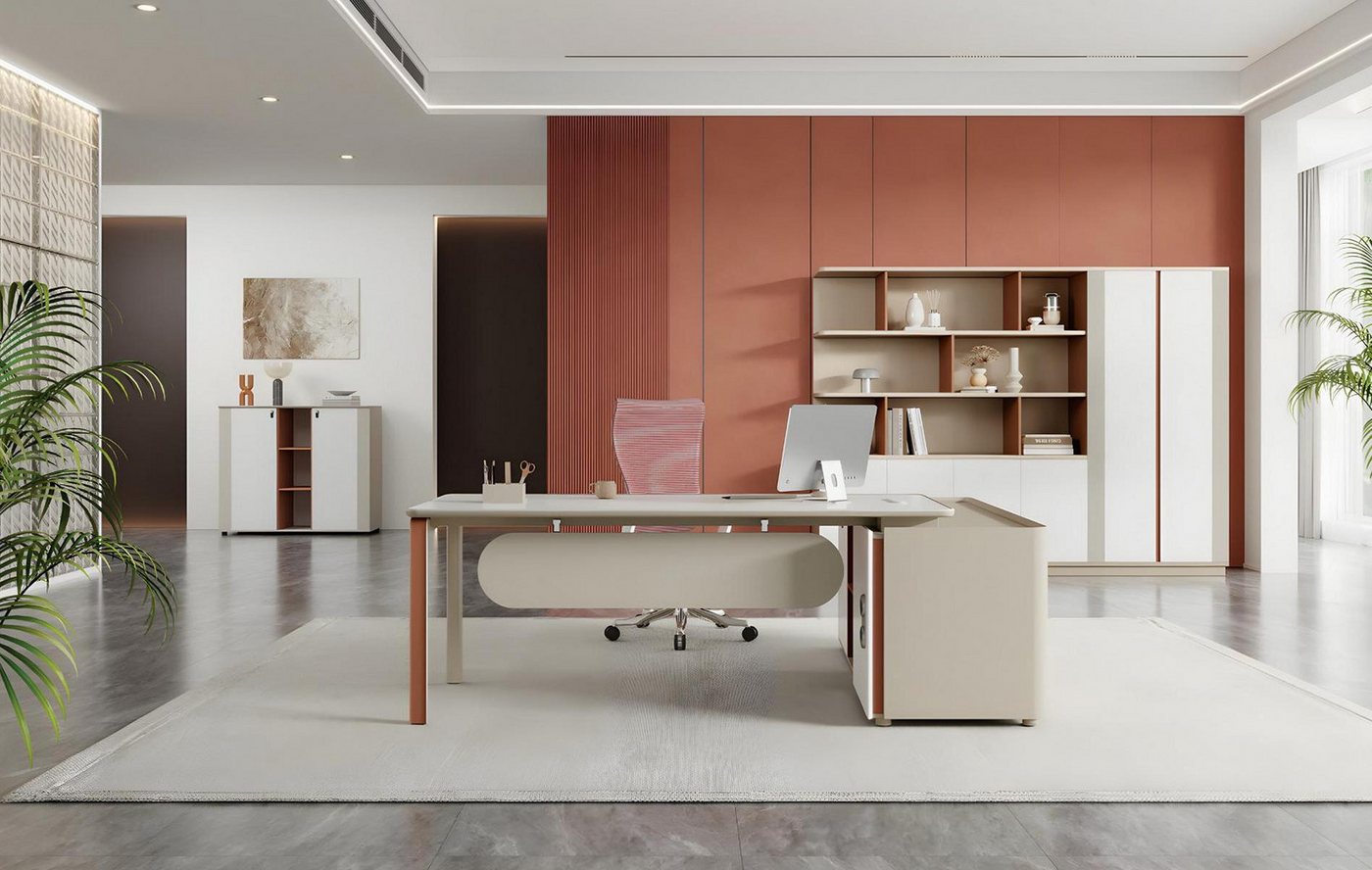 Xlmoebel Schreibtisch Büroausstattung Schreibtisch Homeoffice Schreibtisch Schrank Set (3tlg. Büro Set(Schreibtisch+Bücherschrank+Kommode), Hergestellt in Europa von Xlmoebel