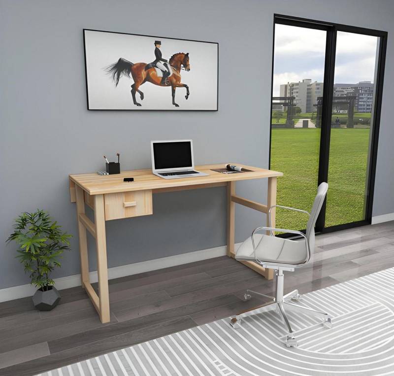 Xlmoebel Schreibtisch Designer Computertisch in hellem Beige - Kompakte und edle Büromöbel (1-St., Schreibtisch), Hergestellt in Europa von Xlmoebel