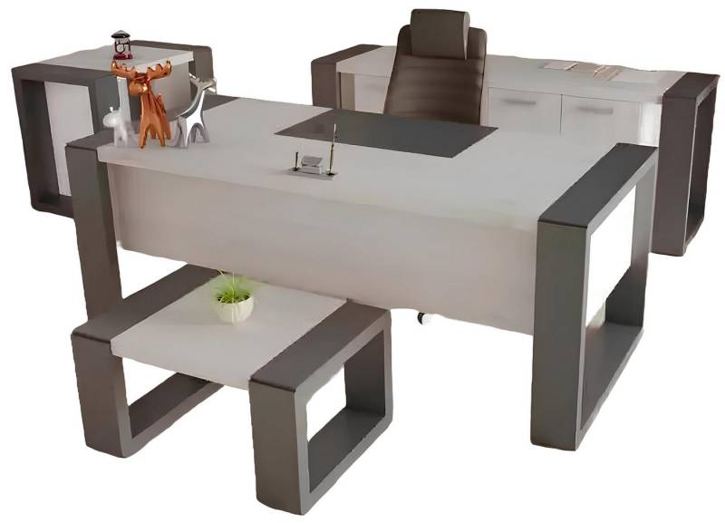 Xlmoebel Büromöbel-Set Dreiteiliges Set für das Büro mit grauer Einrichtung: Schreibtisch, (Set 4 tlg Schreibtisch+Kommode+Couchtisch+Konsolentisch), Hergestellt in Europa von Xlmoebel