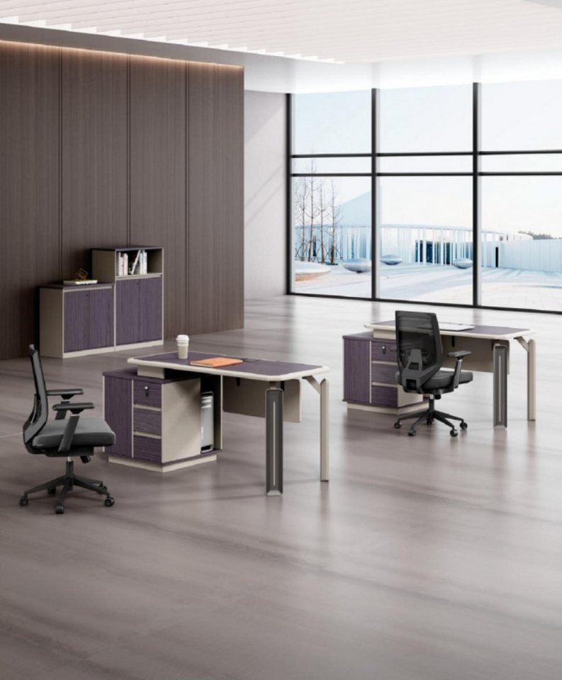Xlmoebel Schreibtisch Duo Schreibtisch- und Kommoden-Set für Büro- und Callcenter-Möbel (2x Schreibtische + 2x Kommoden), Hergestellt in Europa von Xlmoebel