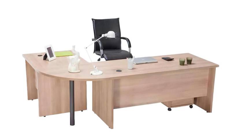 Xlmoebel Schreibtisch Eck-Schreibtisch mit Buche Kommode - 2-teiliges Büromöbel-Set (Set 2tlg Eckschreibtisch+Kommode), Hergestellt in Europa von Xlmoebel