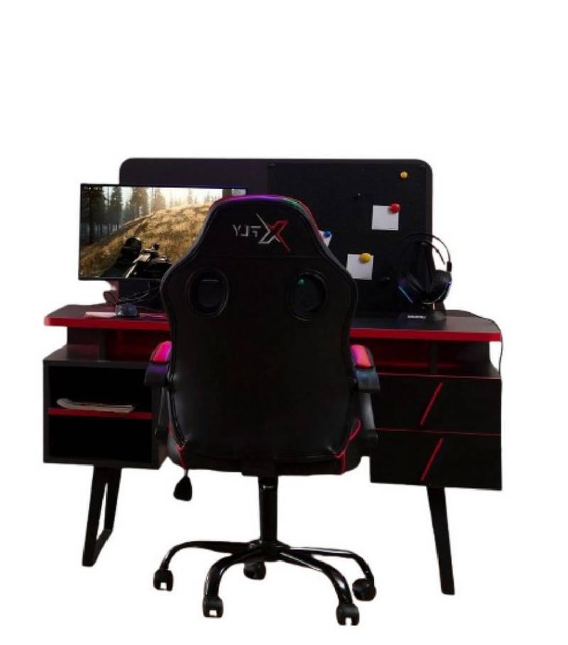 Xlmoebel Computertisch Eleganter Gaming-Schreibtisch in Schwarz-Rot für das Jugendzimmer (1-St., Schreibtisch), Hergestellt in Europa von Xlmoebel