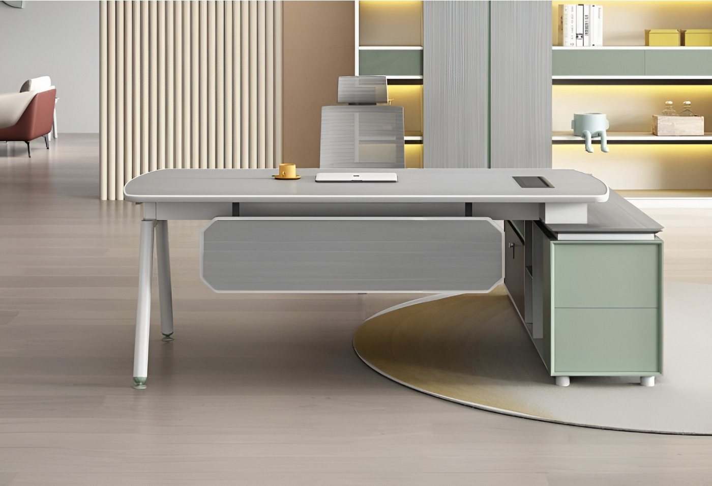 Xlmoebel Eckschreibtisch Ergonomischer Arbeitsplatz Bürotisch Arbeitsstelle Arbeitstisch (Eckschreibtisch), Hergestellt in Europa von Xlmoebel