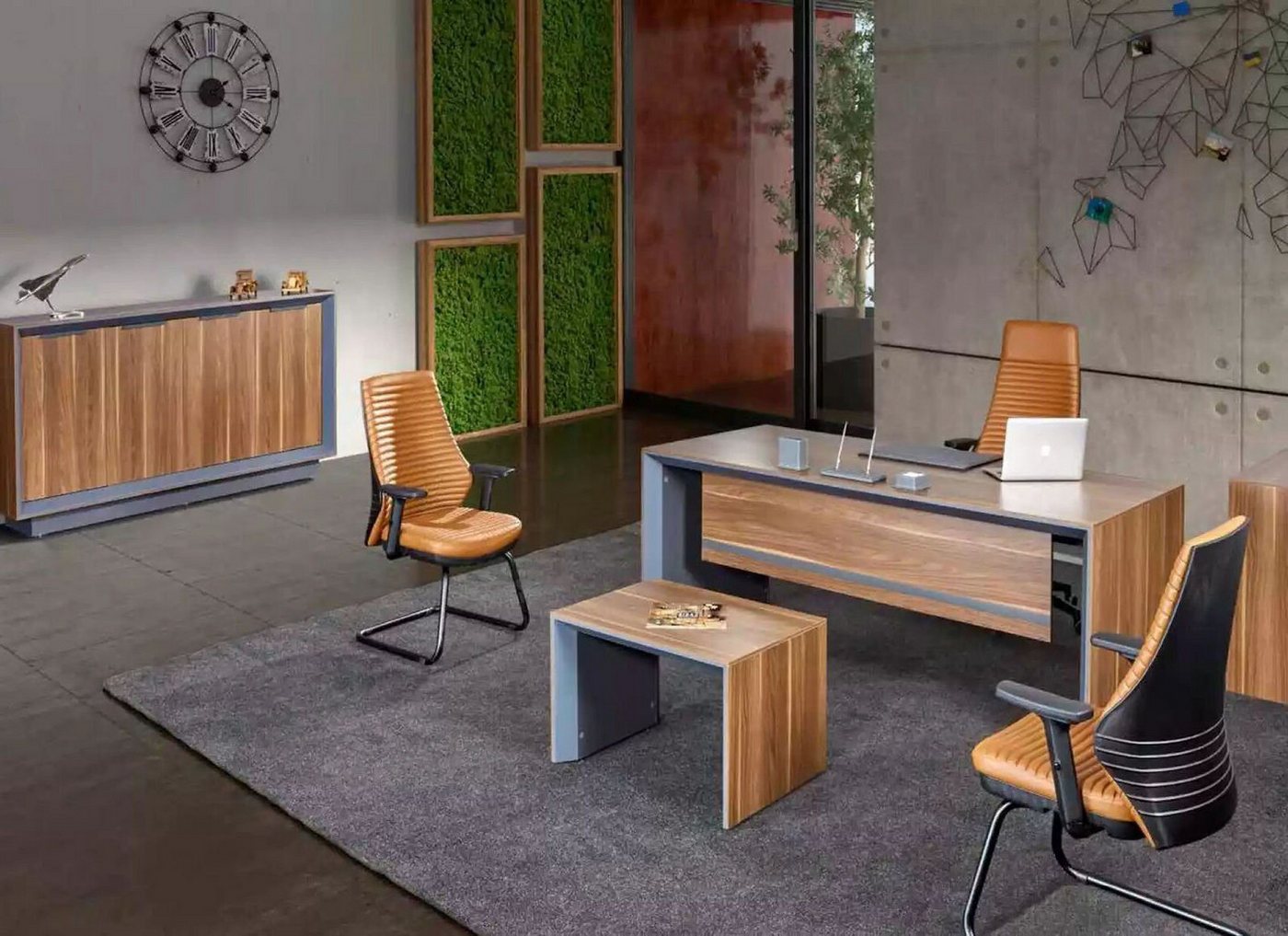 Xlmoebel Schreibtisch Exklusive Büro Holz Möbel Schreibtisch Wohnzimmertisch Kommode (4-St., 1x Schreibtisch + 1x Couchtisch + 1x Sideboard + 1x Kommode), Hergestellt in Europa von Xlmoebel