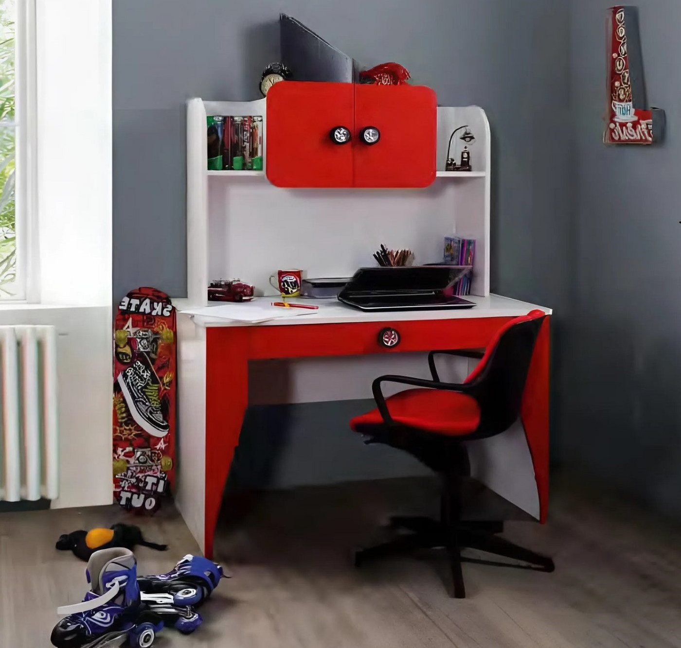 Xlmoebel Kinderschreibtisch Moderne Designer-Schreibtisch mit Regalen für das Jugendzimmer (Schreibtisch), Hergestellt in Europa von Xlmoebel