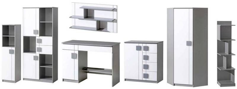 Xlmoebel Jugendzimmer-Set Möbelset für Kinder- und Jugendzimmer mit Eck-Kleiderschrank, (Gumi Schrankwand mit Schreibtisch N4), Hergestellt in Europa von Xlmoebel