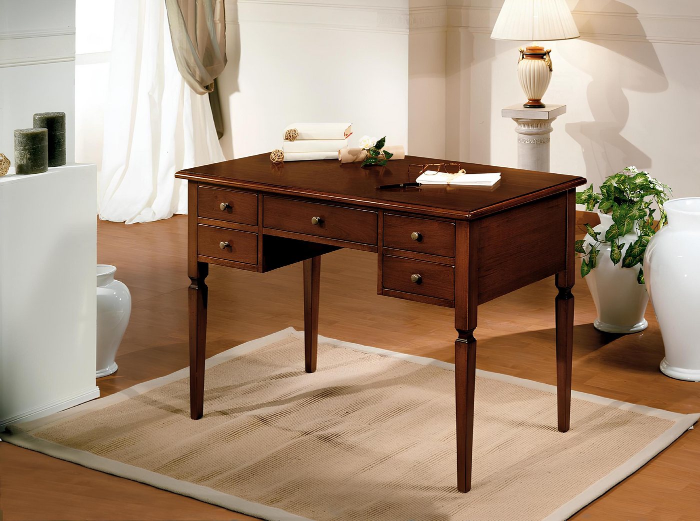 Xlmoebel Schreibtisch Neuer massiver Sekretär Büro Tisch in englischem Stil mit antikem (Schreibtisch), Hergestellt in Europa von Xlmoebel