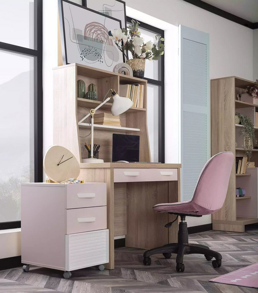 Xlmoebel Rollcontainer Set Kinderzimmer Schreibtisch Regale für Bücher 4-teilig Computer, (4 St., Kommode), Hergestellt in Europa von Xlmoebel