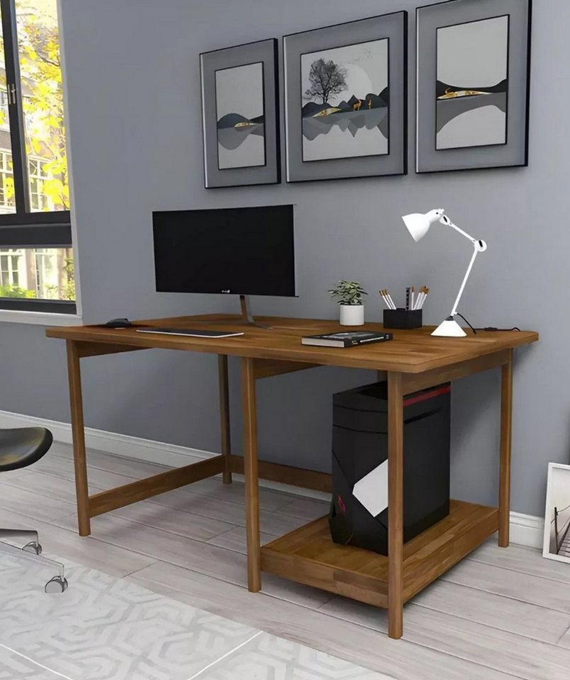 Xlmoebel Schreibtisch Stabiler Schreibtisch Eleganter Beiger PC-Tisch Bücherregal-Tisch (1-St., Kleiderschrank), Hergestellt in Europa von Xlmoebel