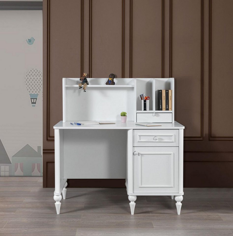 Xlmoebel Schreibtisch Weißer Schreibtisch mit Regalen - Moderner Büroschreibtisch Sekretär (Schreibtisch), Hergestellt in Europa von Xlmoebel