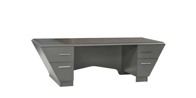 Xlmoebel Schreibtisch Zeitgemäßer Grauer Schreibtisch mit Trapezform und Schubfächern für (Schreibtisch), Hergestellt in Europa von Xlmoebel