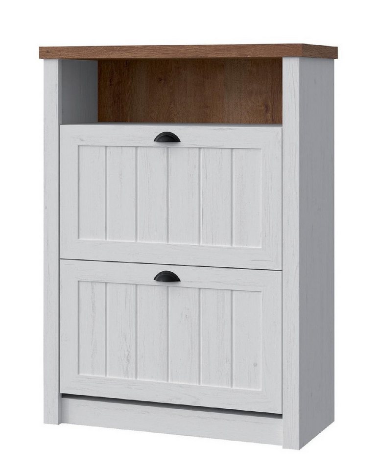 Xlmoebel Schuhschrank Weißer Schuhschrank mit 2 Fächern - Landhaus Schuhregal für Schuhe (1-St., Schuhschrank) Hergestellt in Europa von Xlmoebel
