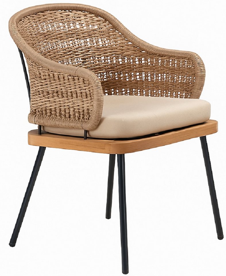 Xlmoebel Gartenstuhl Beiger Lounge-Sessel mit Rattan-Design für entspannte Momente in Luxus, Hergestellt in Europa von Xlmoebel