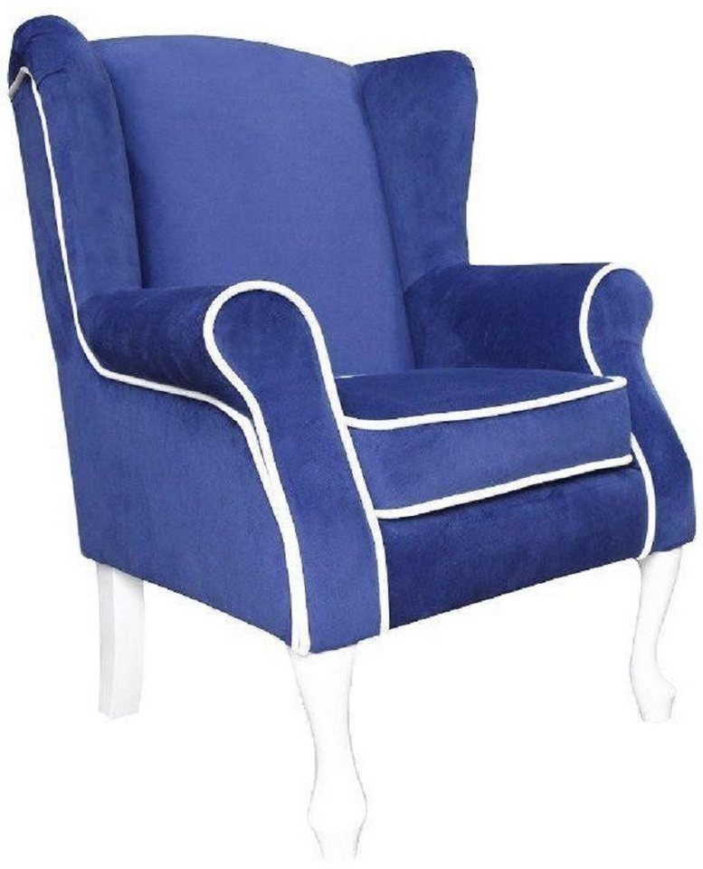 Xlmoebel Ohrensessel Design Möbel Blau Wohnzimmer Sessel Polster Textil (1-St., Sessel), Hergestellt in Europa von Xlmoebel