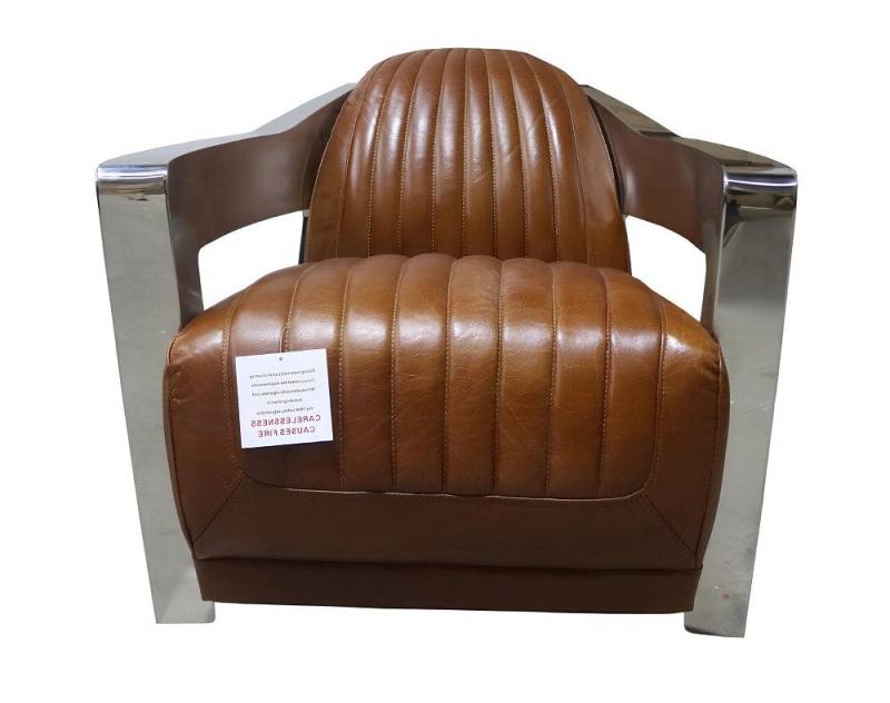 Xlmoebel Sessel Echter Vintage-Ledersessel im Aviator-Stil - Neuartig (1-St., Sessel), Hergestellt in Europa von Xlmoebel