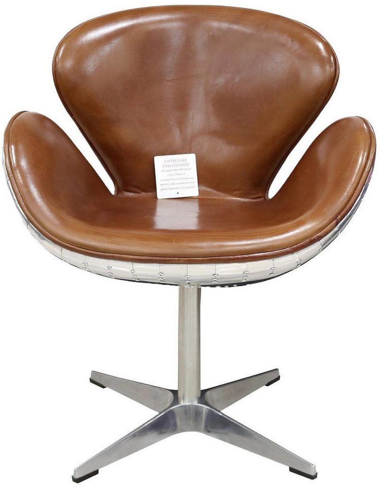 Xlmoebel Bürostuhl Ei-Stuhl aus Leder in Braun mit Metallgestell, Ohrensessel Egg Chair, Hergestellt in Europa Xlmoebel Bürostuhl Ei-Stuhl aus Leder in Braun mit Metallgestell, Ohrensessel Egg Chair, Hergestellt in Europa von Xlmoebel