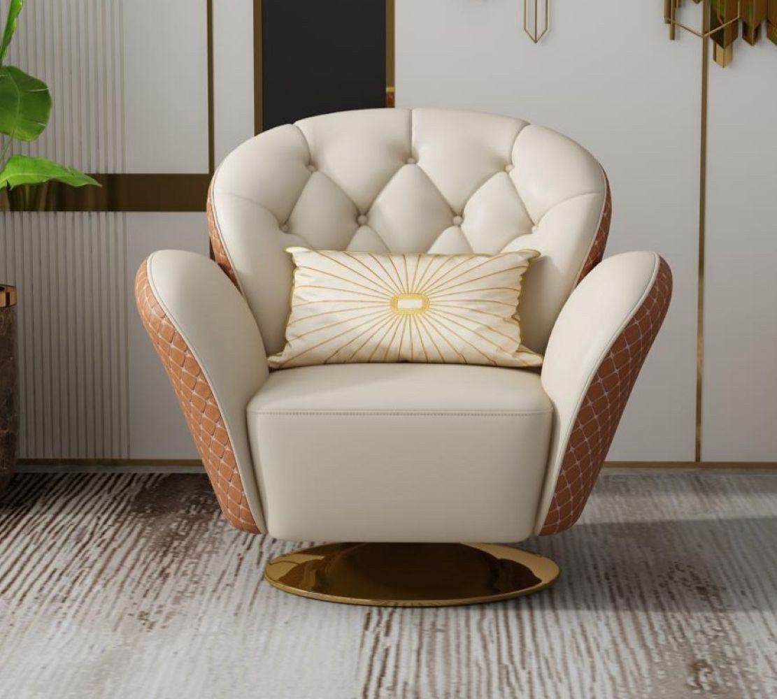 Xlmoebel Loungesessel Einzel Relaxsessel mit 360-Grad-Drehung, gepolsterter Ledersessel, (Sessel), Hergestellt in Europa von Xlmoebel