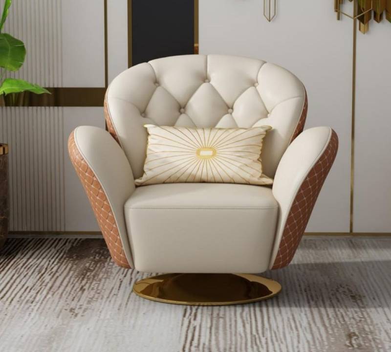 Xlmoebel Sessel Einzel Relaxsessel mit 360-Grad-Drehung, gepolsterter Ledersessel, (Sessel), Hergestellt in Europa von Xlmoebel
