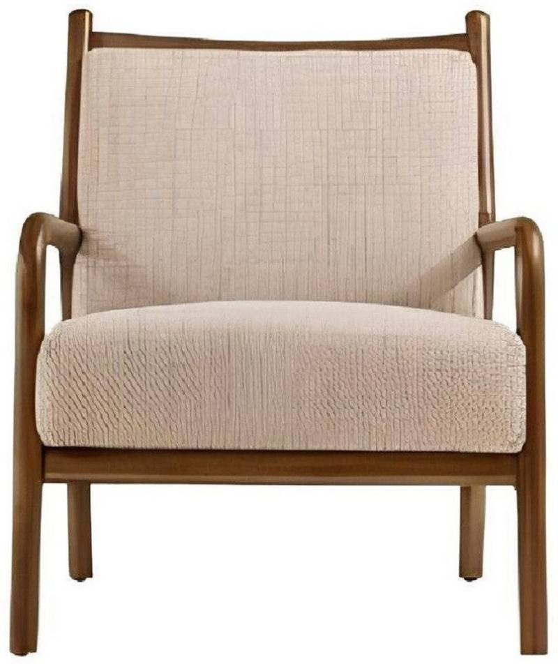 Xlmoebel Armlehnstuhl Einzelner Sitzsessel aus Stoff in Beige mit Holz für das Wohnzimmer, Hergestellt in Europa von Xlmoebel