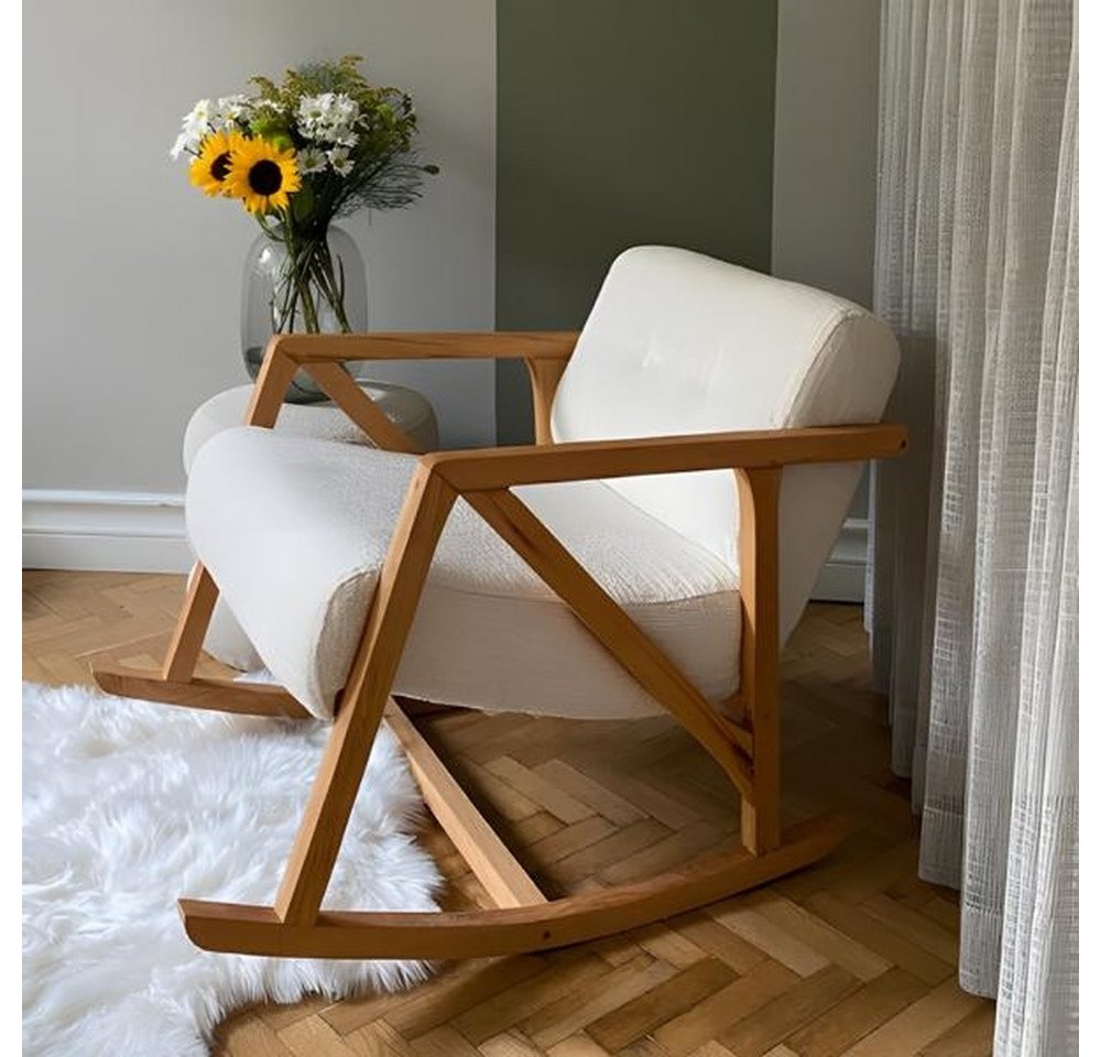 Xlmoebel Schaukelstuhl Einzelner Sitzsessel für das Wohnzimmer in weißem Stoff und modernem, Hergestellt in Europa von Xlmoebel