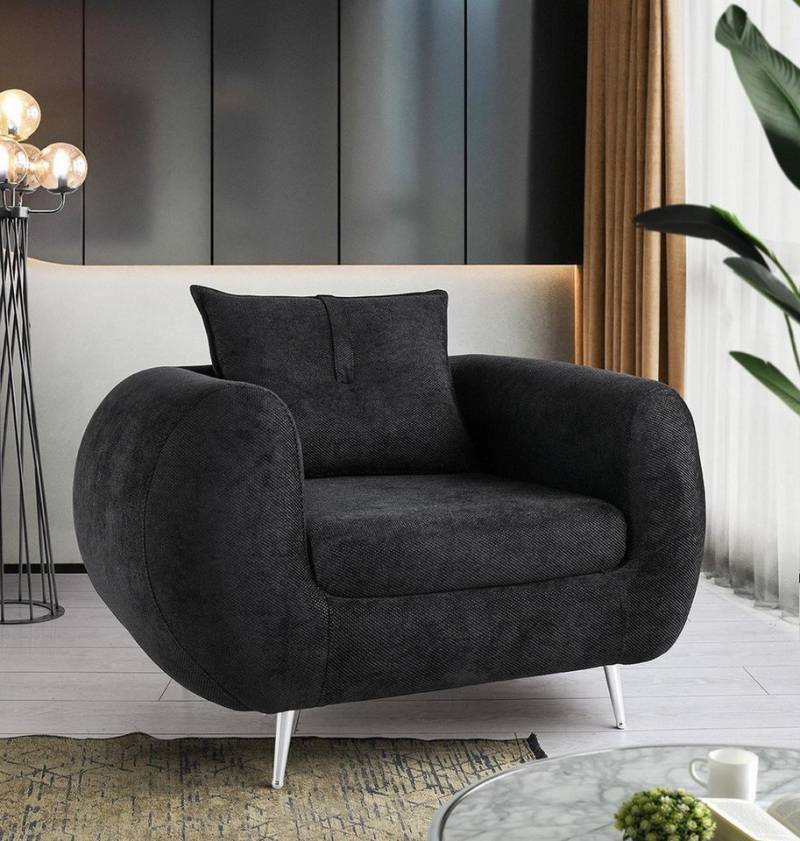 Xlmoebel Sessel Einzelner Stoff-Loungesessel in Schwarz mit Entspannungsfunktion und (Sessel), Hergestellt in Europa von Xlmoebel