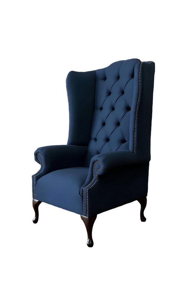 Xlmoebel Ohrensessel Einzelner blauer Stoffsessel Chesterfield Ohrensessel Sofa Couch (1-St., Sessel), Hergestellt in Europa von Xlmoebel