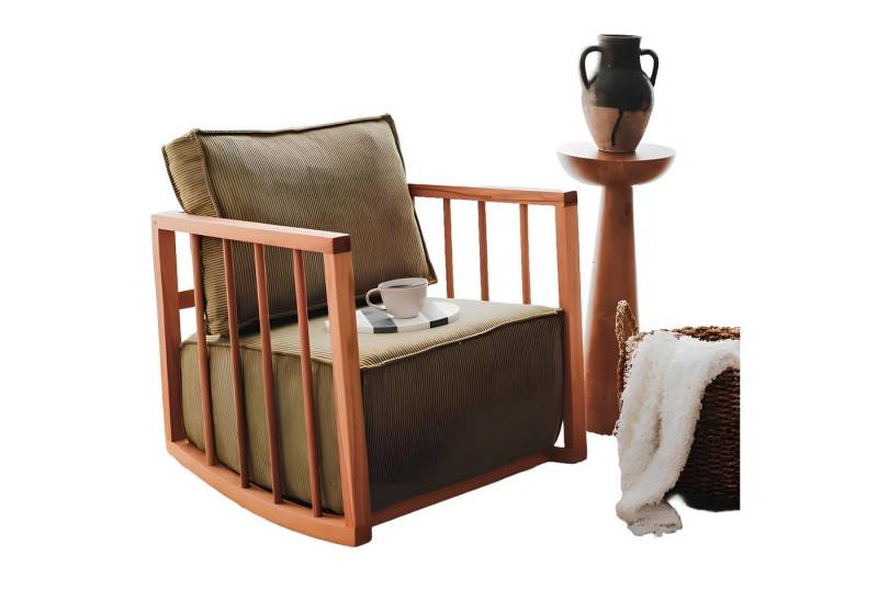 Xlmoebel Schaukelsessel Einzelner grüner Stoff-Wohnzimmersessel mit Polsterung und Design (Sessel), Hergestellt in Europa von Xlmoebel