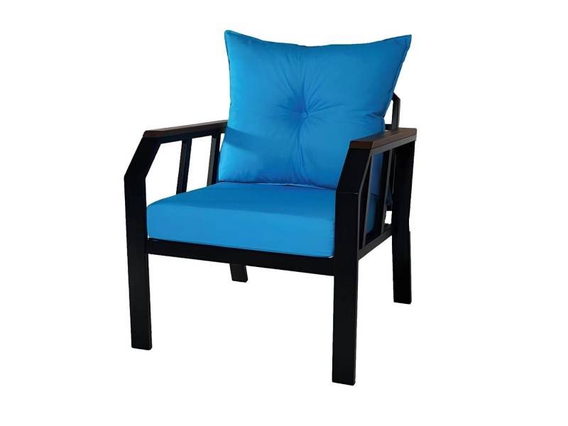 Xlmoebel Gartenstuhl Einzelsofa mit Eisenrahmen und Kissen - Loungesessel aus Metallrahmen, Hergestellt in Europa von Xlmoebel