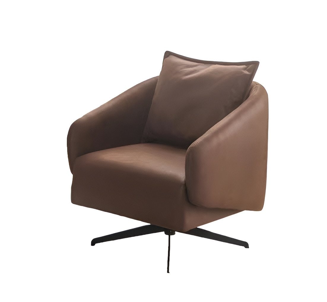 Xlmoebel Loungesessel Einzelstück Kunstleder Braun Design Sessel mit Drehfunktion (Sessel), Hergestellt in Europa von Xlmoebel