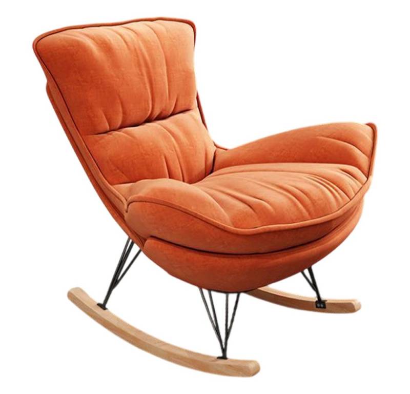 Xlmoebel Schaukelstuhl Einzelstück Luxuriöser Polsterstuhl mit orangefarbenem Textilbezug (1 St), Hergestellt in Europa von Xlmoebel