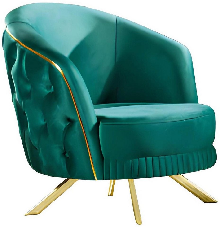 Xlmoebel Loungesessel Einzelstuhlsitz Polster-Sofa Luxus Design Textil Couch in Grün (1-St., Sessel), Hergestellt in Europa von Xlmoebel