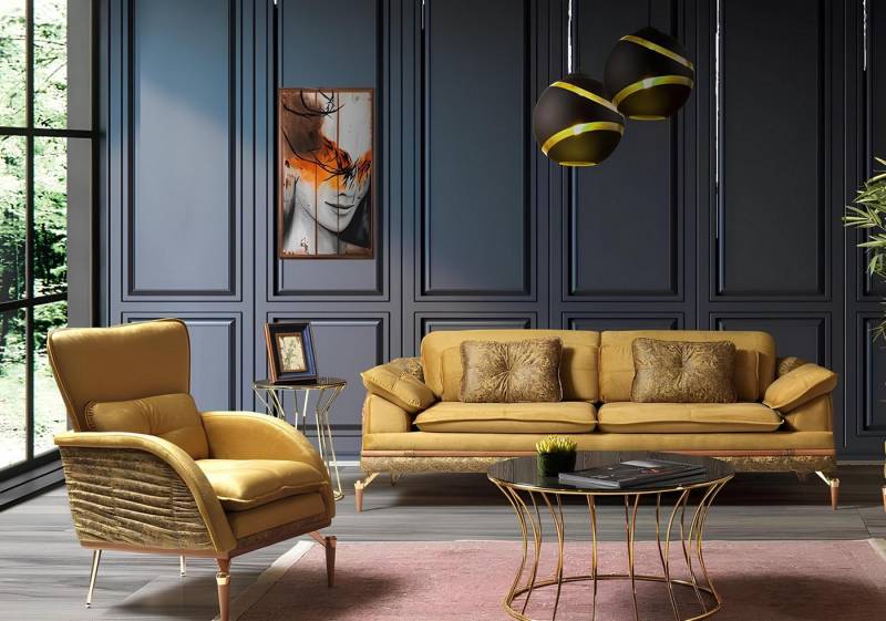 Xlmoebel Wohnzimmer-Set Elegante Stoff-Wohnzimmermöbel Designer 3-Sitzer Sofa 2-teiliges Set, (2tlg Wohnzimmer Set(Sofa 3 Sitzer+Sessel), Hergestellt in Europa von Xlmoebel