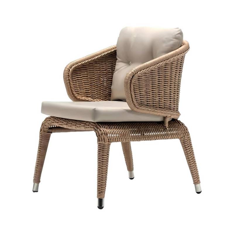 Xlmoebel Gartensessel Eleganter Zeitgemäßer Rattan Stuhl Einzelplatz Beige Garten Luxus, Hergestellt in Europa von Xlmoebel