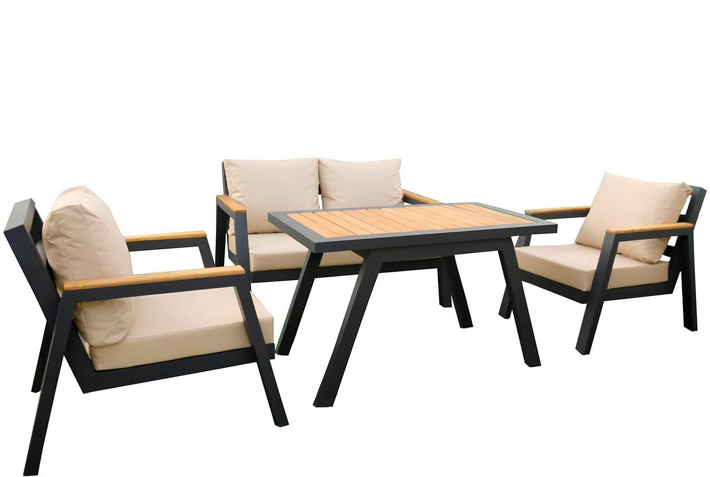 Xlmoebel Gartenlounge-Set Gartenmöbel-Set für die Terrasse mit Sofa, Esstisch und 2 Sesseln für, (4 tlg.GARTEN SET (3-SITZER SOFA+2 SESSEL+TISCH), Hergestellt in Europa von Xlmoebel