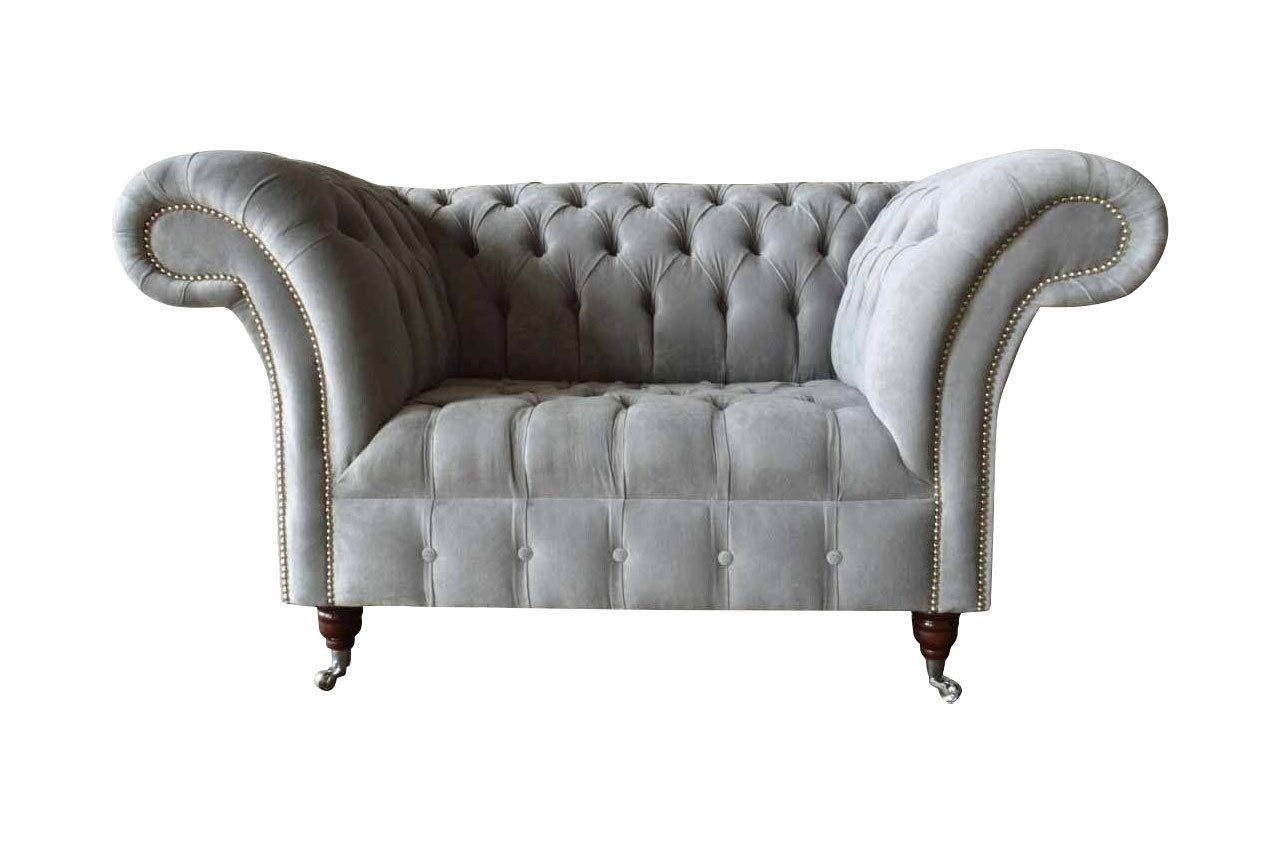 Xlmoebel Chesterfield-Sessel Grau Chesterfield Ohrensessel Sitzmöbel Stoff Couch Wohnzimmer (Sessel), Hergestellt in Europa von Xlmoebel