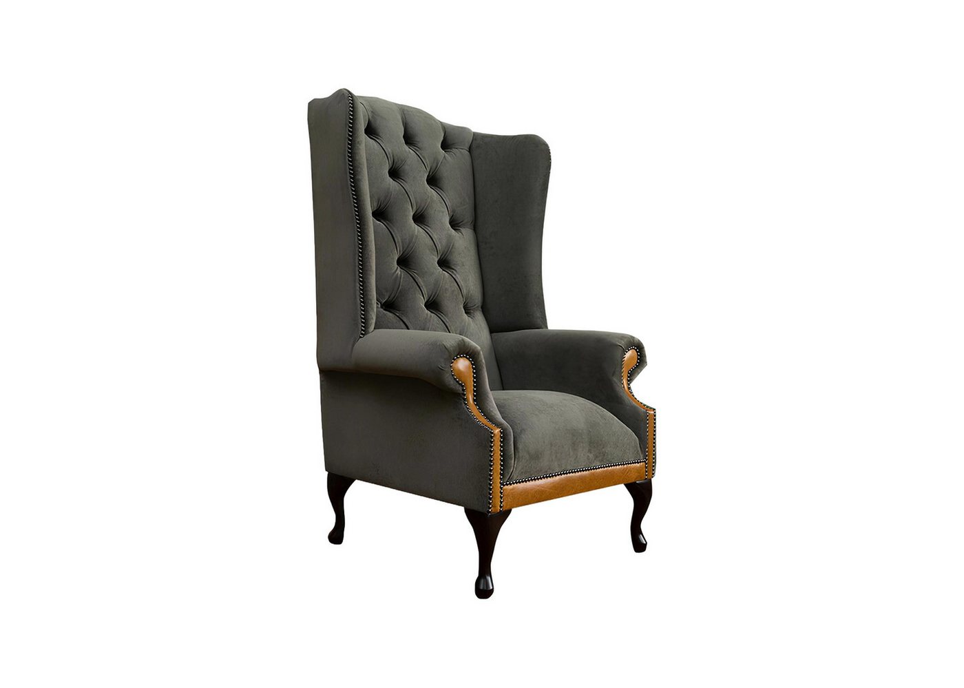 Xlmoebel Sessel Grauer moderner Ohrensessel aus Stoff für das Wohnzimmer - Neuheit (Chesterfield Sessel), Hergestellt in Europa von Xlmoebel
