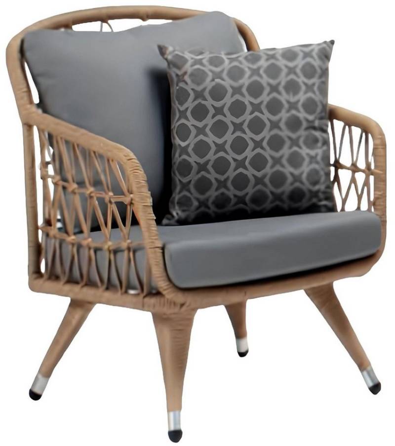 Xlmoebel Gartensessel Hochwertiger Rattan-Sitz in grauem Design für entspanntes Relaxen (Sessel), Hergestellt in Europa von Xlmoebel