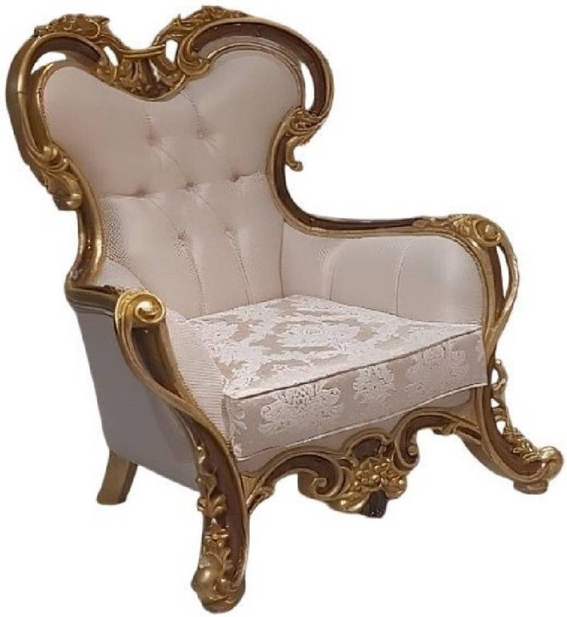 Xlmoebel Armlehnstuhl Hochwertiger Stoff-Sessel mit Ohren im luxuriösen Design und barocken (1 St), Hergestellt in Europa von Xlmoebel