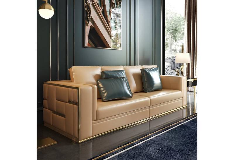 Xlmoebel Sessel Hochwertiges Edelstahl-Sofa mit Polster aus Leder (Sofa 4-Sitzer), Hergestellt in Europa von Xlmoebel