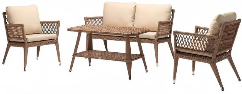 Xlmoebel Gartenlounge-Set Luxuriöse Rattan-Sofagarnitur mit einem 2-Sitzer-Sofa, 2 Sesseln, (4tlg Set(Sofa 2 Sitzer+2x Sessel+Couchtisch), Hergestellt in Europa von Xlmoebel