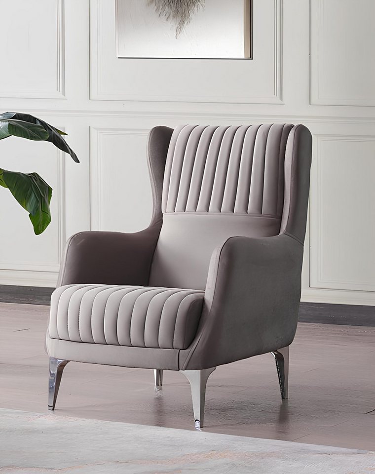 Xlmoebel Sessel Luxuriöser Grauer Relaxsessel mit hochwertigem Textilbezug und (Sessel), Hergestellt in Europa von Xlmoebel