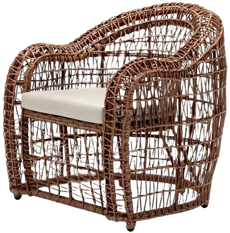 Xlmoebel Gartensessel Luxuriöser Rattan-Sessel mit modernem Design und brauner Polsterung (Sessel), Hergestellt in Europa von Xlmoebel